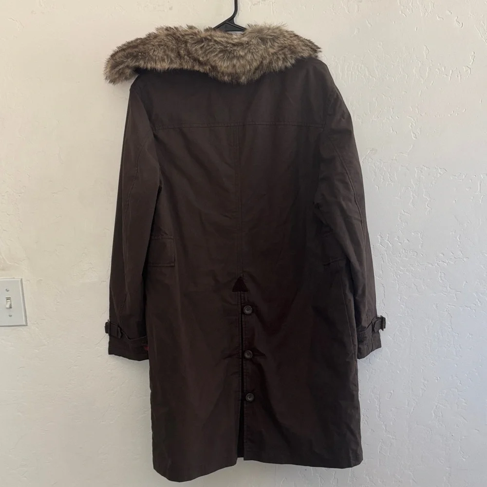 🧥 Woolrich Fur Hooded Parka Coat – Brown, Women’s M - Picture 4 of 4
